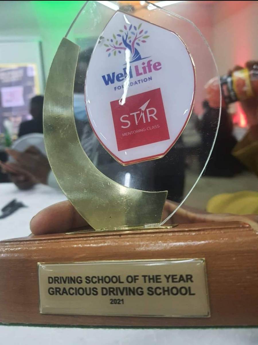 Gracious Driving School's Driving School of the Year 2021 trophy